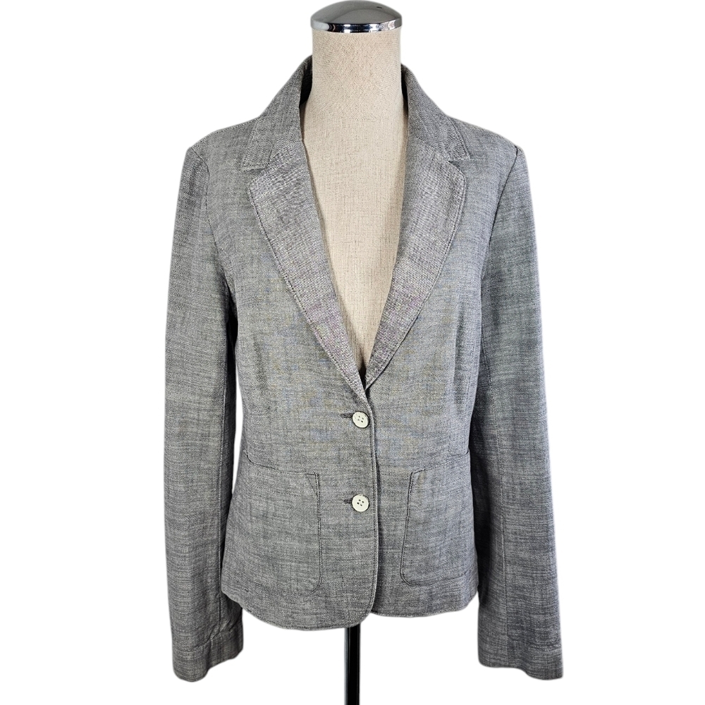 Eddie Bauer Cotton Gray Blazer 2 Button Cargo Pockets Size 10